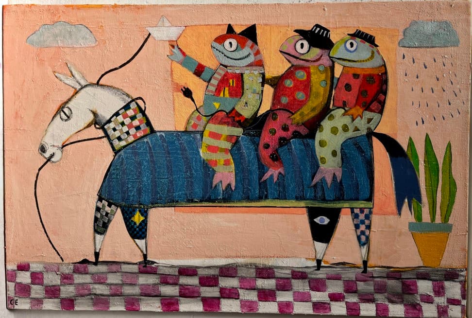 Print titled clowns on a bike by rabentinte
